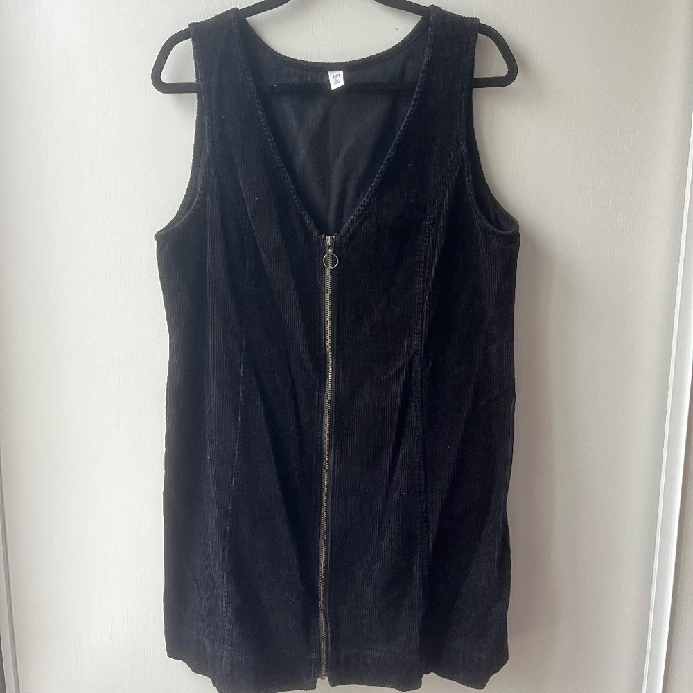 Black Corduroy Zip-Up Dress, BP, size L